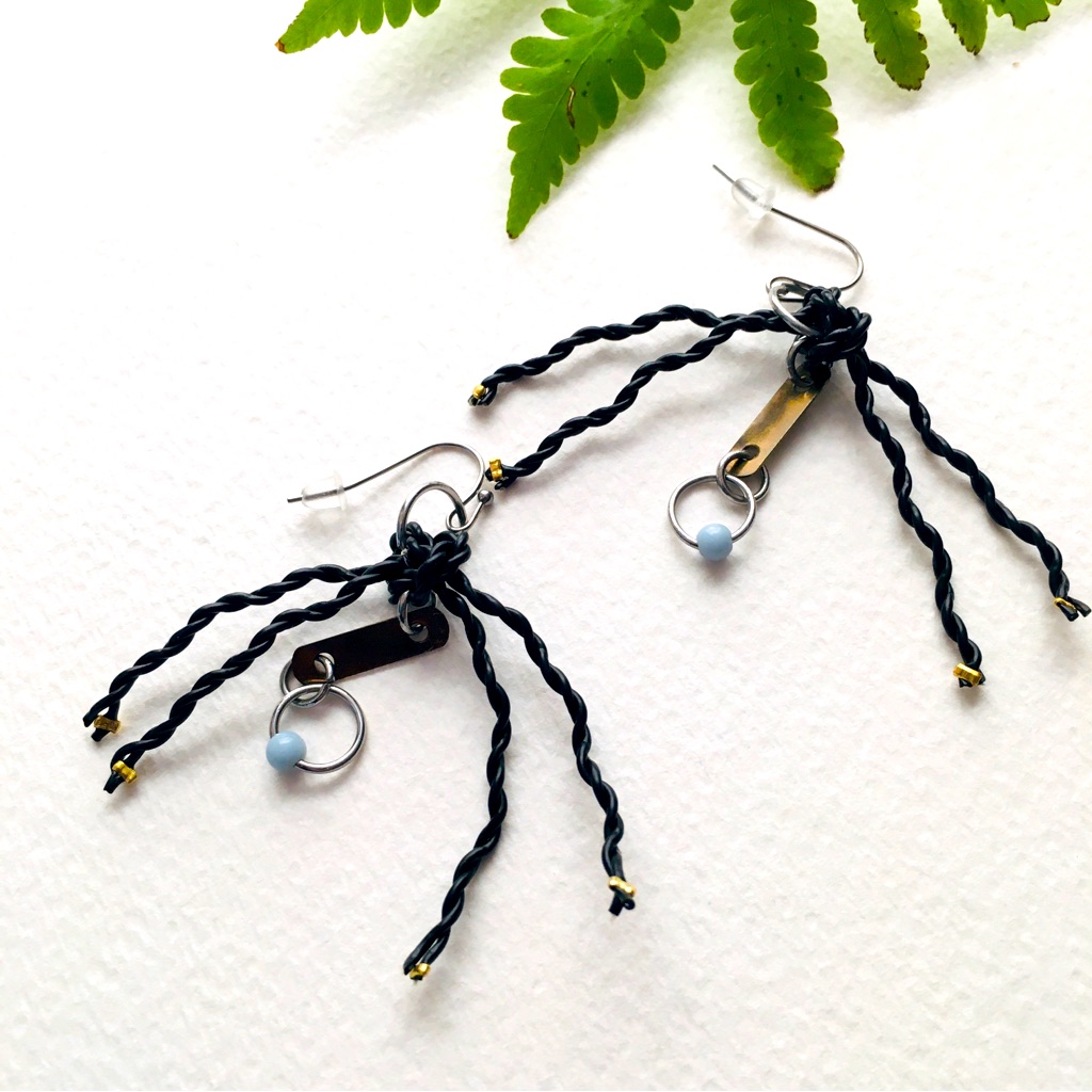 Black Spider Insect Dangle Earrings
